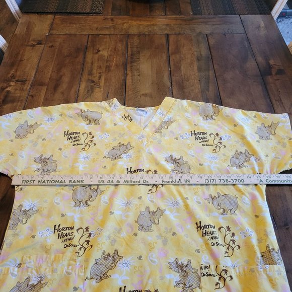 Dr Seuss Womans Scrub L Top Lot Animal Print Boat Goat Car Sam I Am Horton Hears - Picture 5 of 6